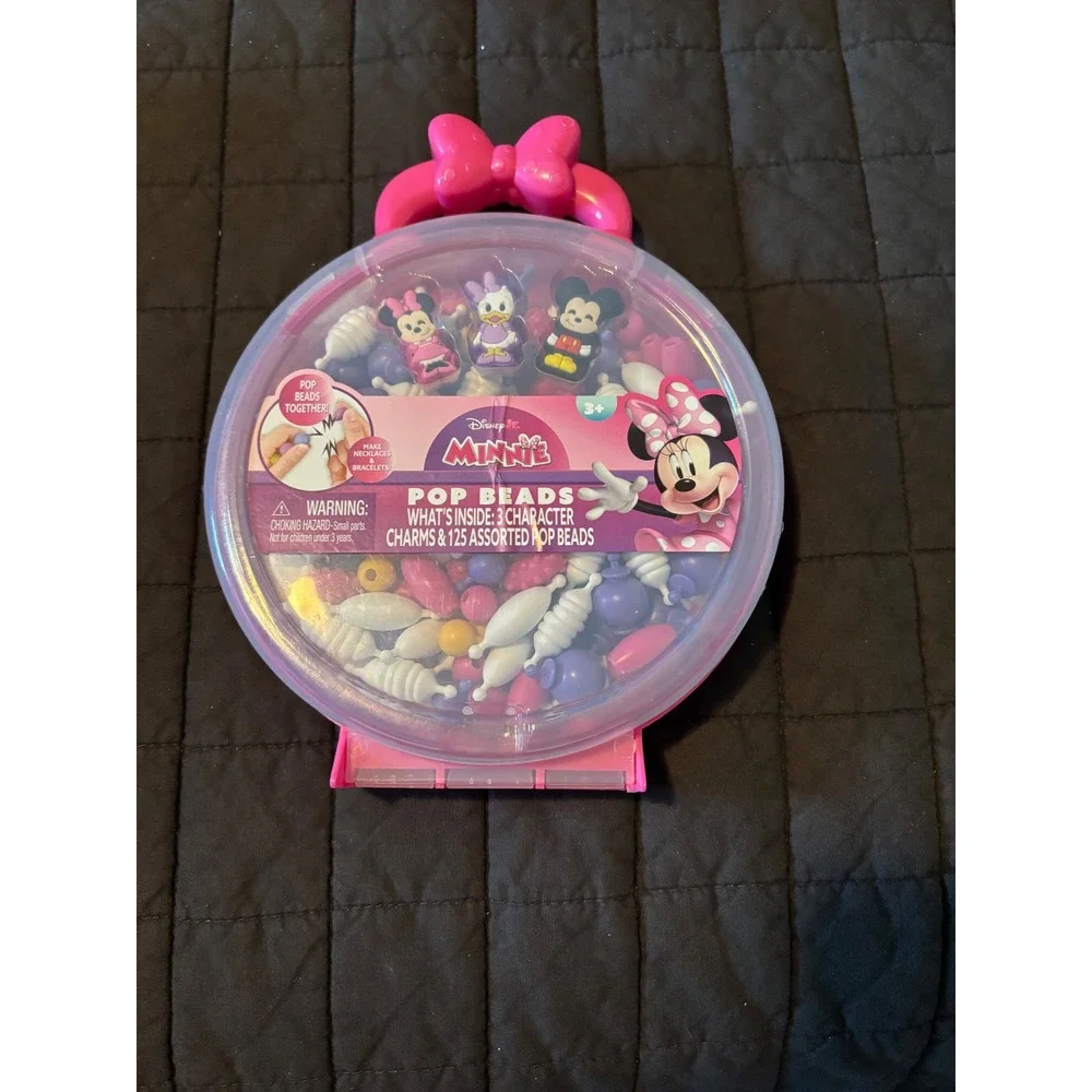 Disney Minnie Mouse Pop Beads Jewelry Making Kit 125pc Set with Charms & Case